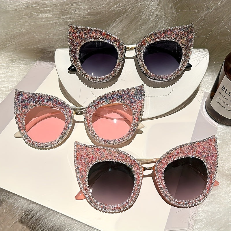 Cat Eye Sunglasses Glitter Rhinestone UV400 Sun Shades