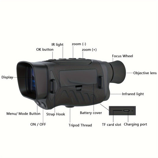 Waterproof Monocular Night Vision Device 8x Digital Zoom for Outdoor Exploration