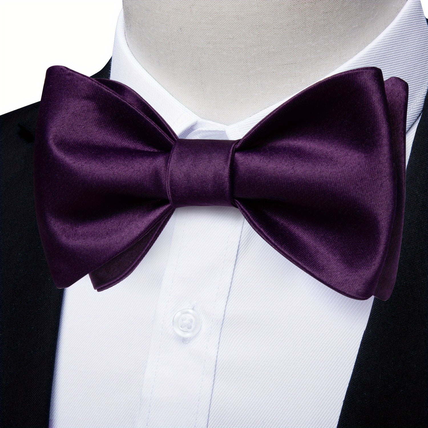 Formal Men's Silk Bow Tie Solid Pre self Bow Tie Square Cufflink Wedding Set