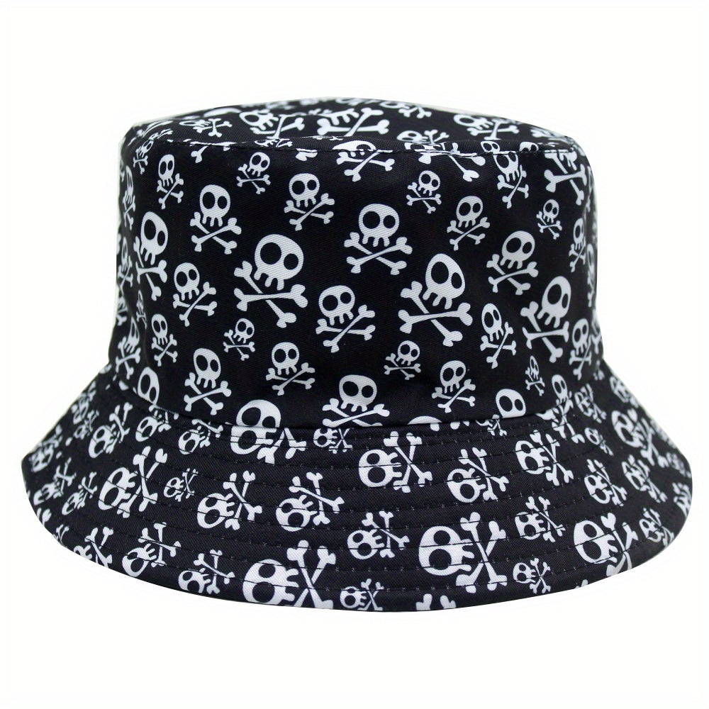 Skull Print Bucket Hat Men's Women's Outdoor Sunshade Basin Hat