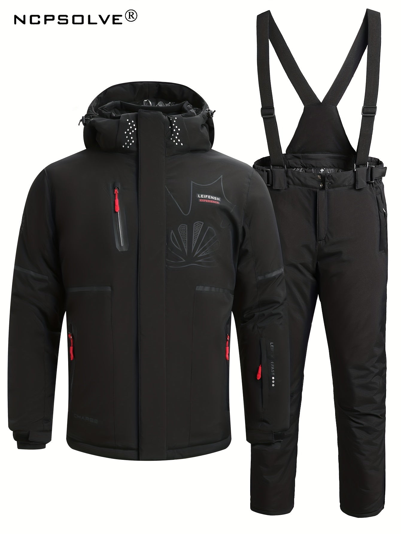 Men's Thermal Ski Jacket & Bib Pants Set for Outdoor Climbing Skiing