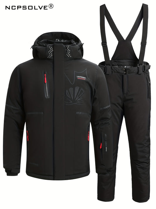 Men's Thermal Ski Jacket & Bib Pants Set for Outdoor Climbing Skiing
