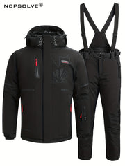 Men's Thermal Ski Jacket & Bib Pants Set for Outdoor Climbing Skiing