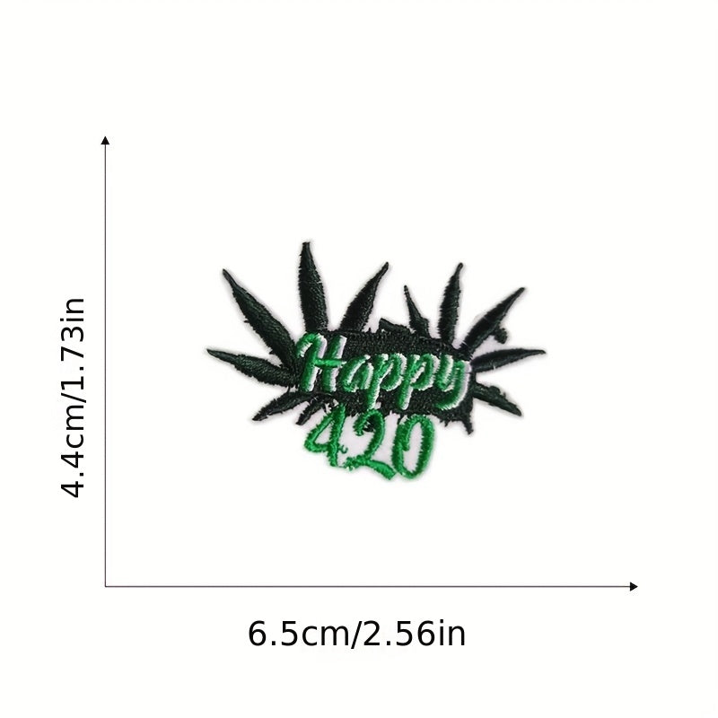 8pcs Green Leaves Iron On Patches Sew On Embroidered Applique Repair DIY Crafts