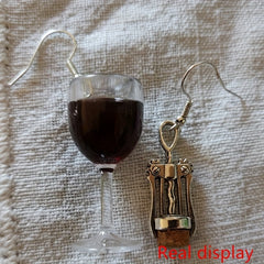Funny Wine Glass & Bottle Opener Earrings - Holiday Gift