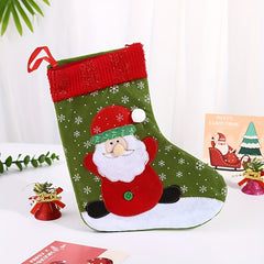 Small Santa Snowman Tape Embroidered Christmas Socks