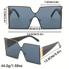 Oversized Square Sunglasses UV400 Metal Sun Shades