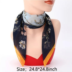 Vintage Flower Print Chiffon Scarf Women's Necktie