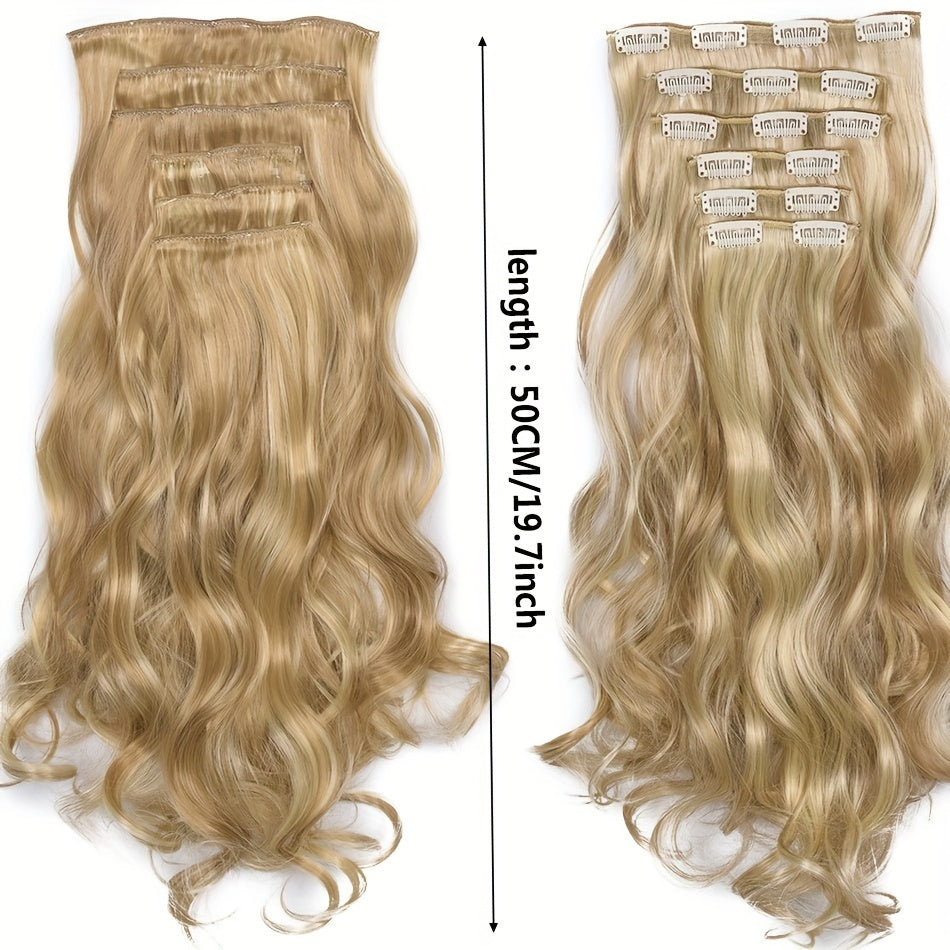 6pcs Body Wave Hair Extensions 55-88cm Double Weft Synthetic Heat Resistance