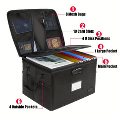 Fireproof Document Box Water Resistant File Organizer Box
