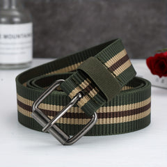 Men's Army Green Cloth Strap Square Belt