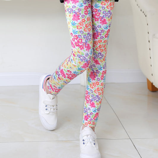 Toddlers Flowers Leggings Thin Casual Elastic Waist Pants Kids Summer Clothes