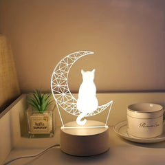 3D Moon Cat USB Table Light - Christmas Holiday Birthday Decor