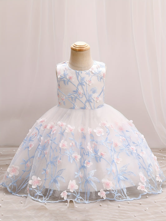 Baby Girls Floral Embroidery Sleeveless Dress