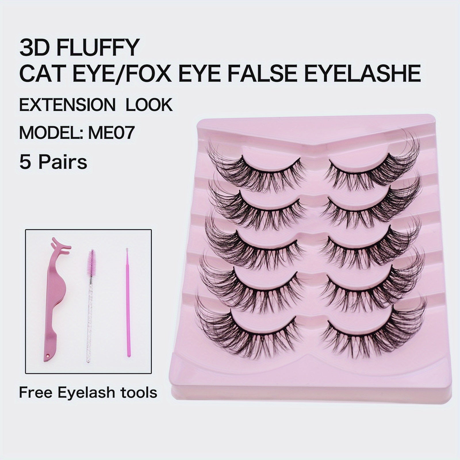 Faux Mink Cat Eye Eyelashes Extension 19mm Natural Fluffy Lashes Makeup