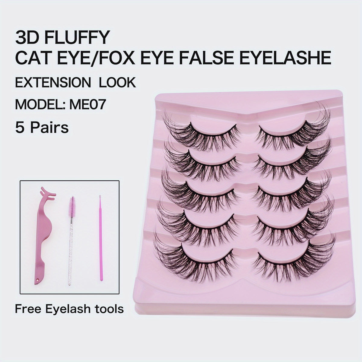 Faux Mink Cat Eye Eyelashes Extension 19mm Natural Fluffy Lashes Makeup