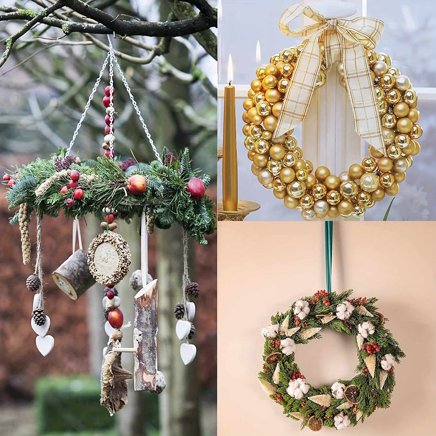 6pcs Wooden Wreath Frames DIY Christmas Crafts Unfinished Floral Hoop Rings