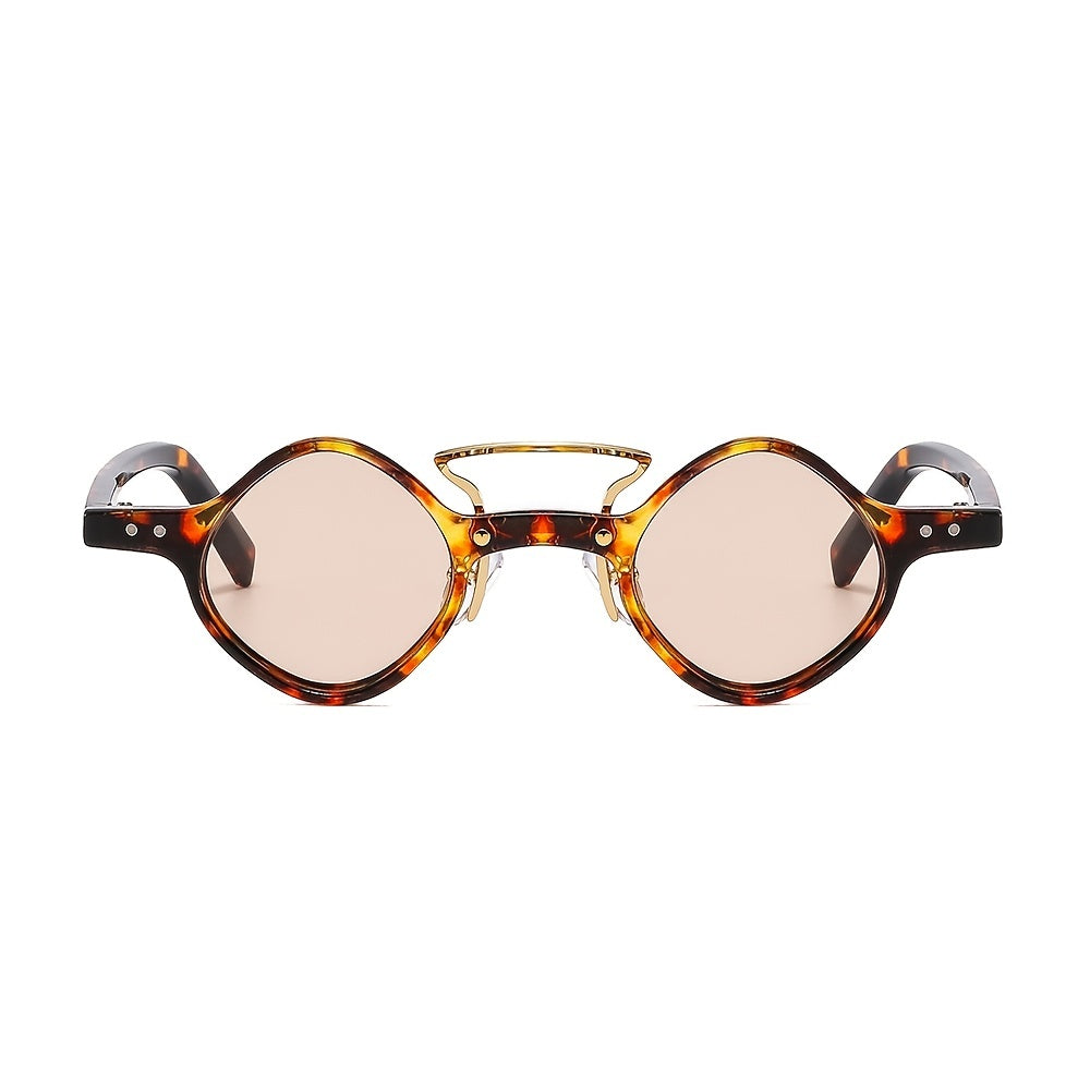 Square Frame Sunglasses Rivet Decor Hip Hop Glasses UV400