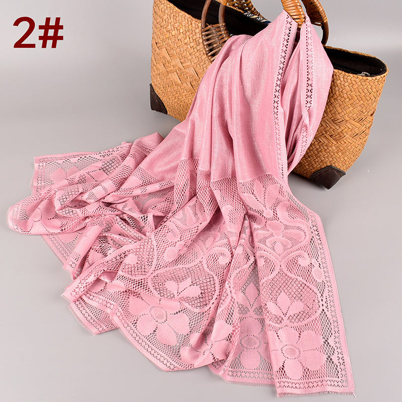 Solid Lace Headband Women's Scarf Shawl with Fringe