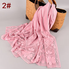 Solid Lace Headband Women's Scarf Shawl with Fringe