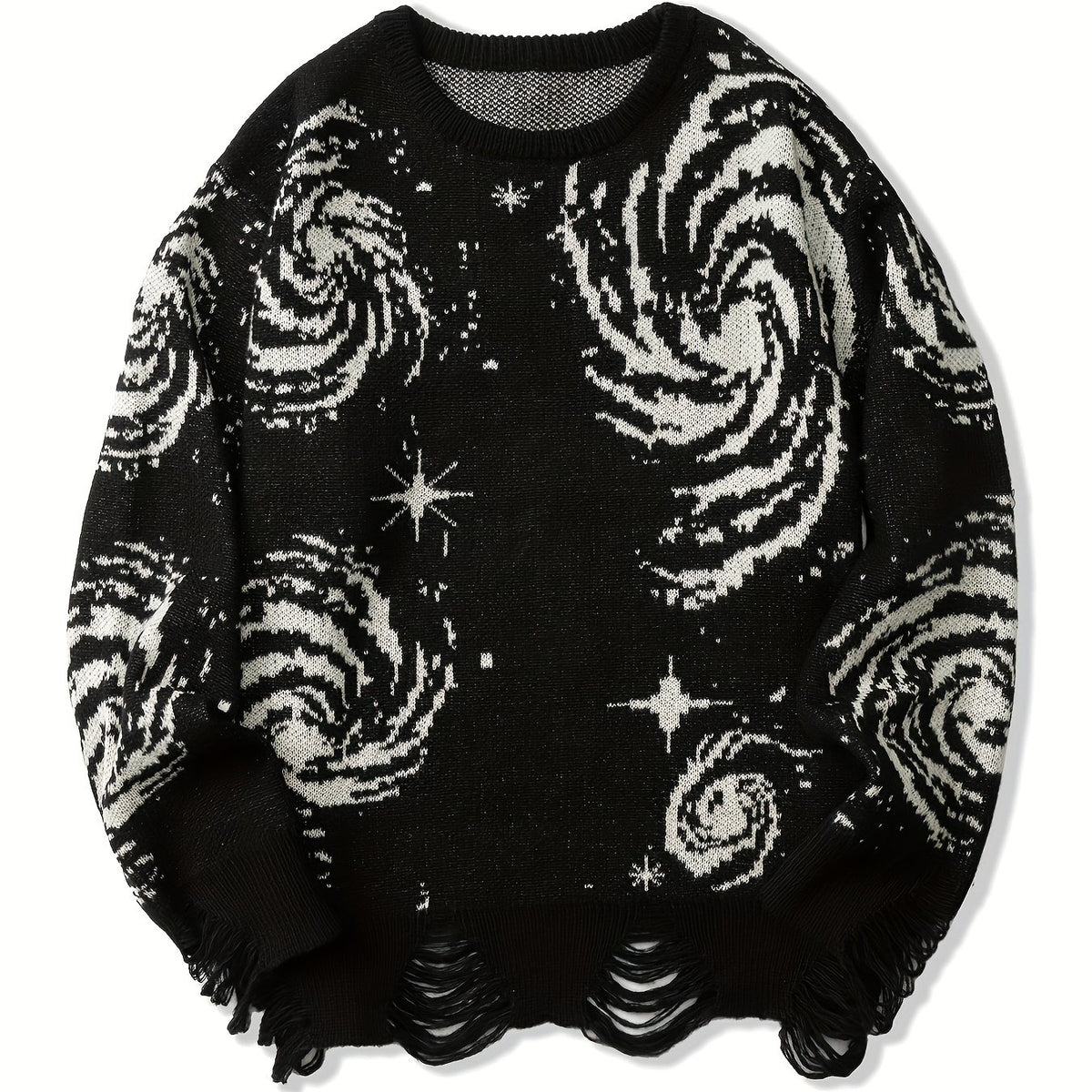 Galaxy Pattern Sweater Men's Casual Warm Crew Neck Pullover for Fall Winter