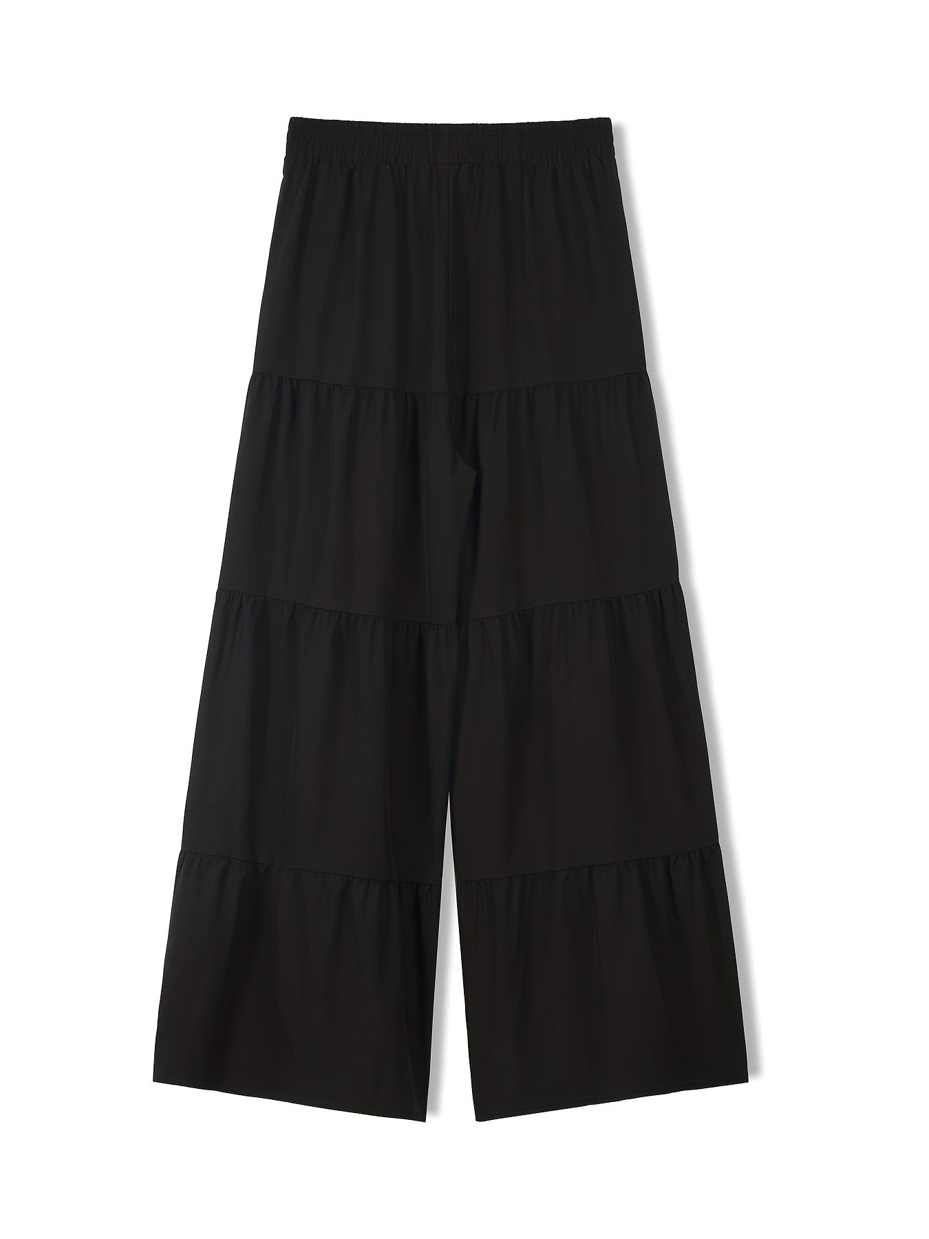 Women's Plus Solid Elastic High Rise Wide Leg Trousers