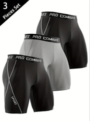 3 Pcs Men's Quick Drying Compression Sports Boxers Shorts