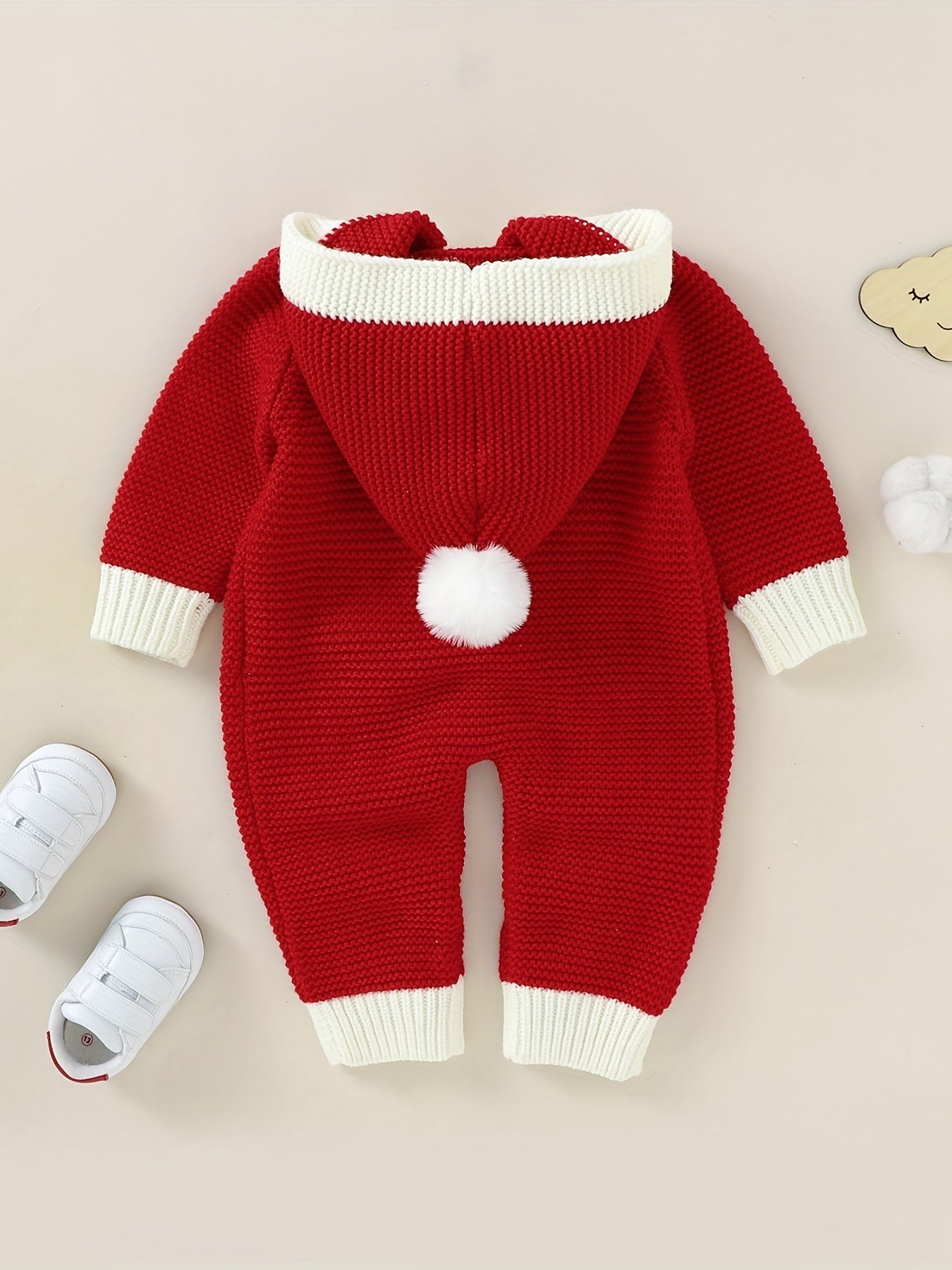Hooded Knitted Sweater Romper for Infants