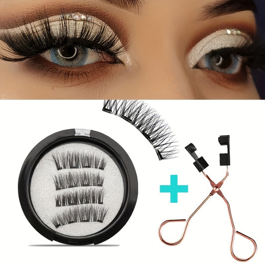3D Magnetic False Eyelashes Faux Mink Lashes With Tweezers