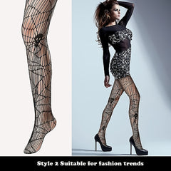 Skull Fishnet Tights Lace Spider Web Stockings