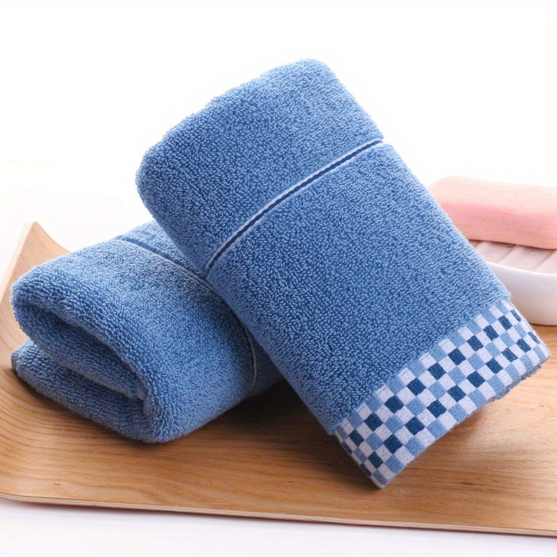 Absorbent Cotton Hand Towel Plaid Pattern Soft And Thickened