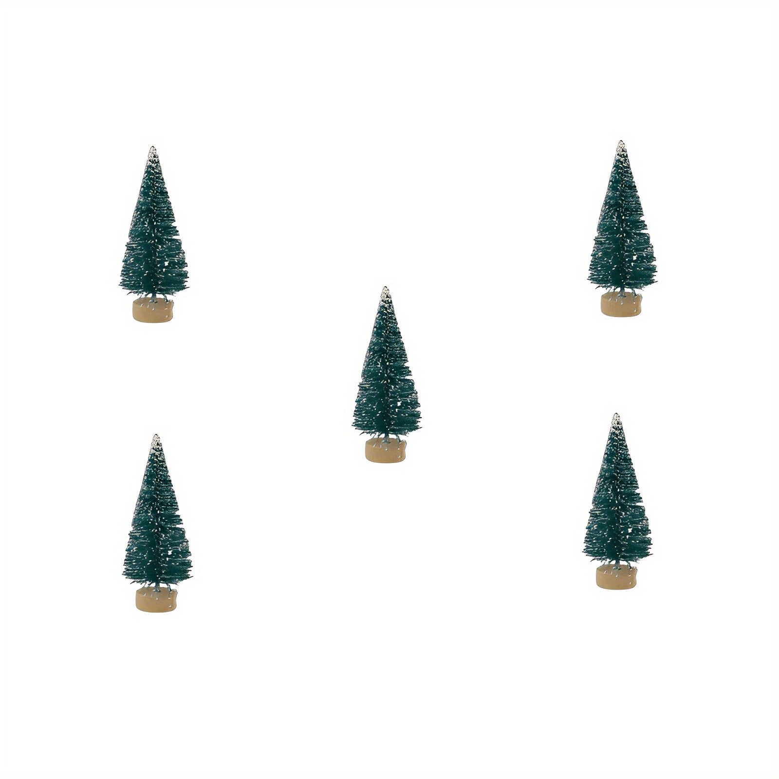 5pcs Mini Christmas Trees Wooden Base Bottle Brush Trees Desktop Decoration