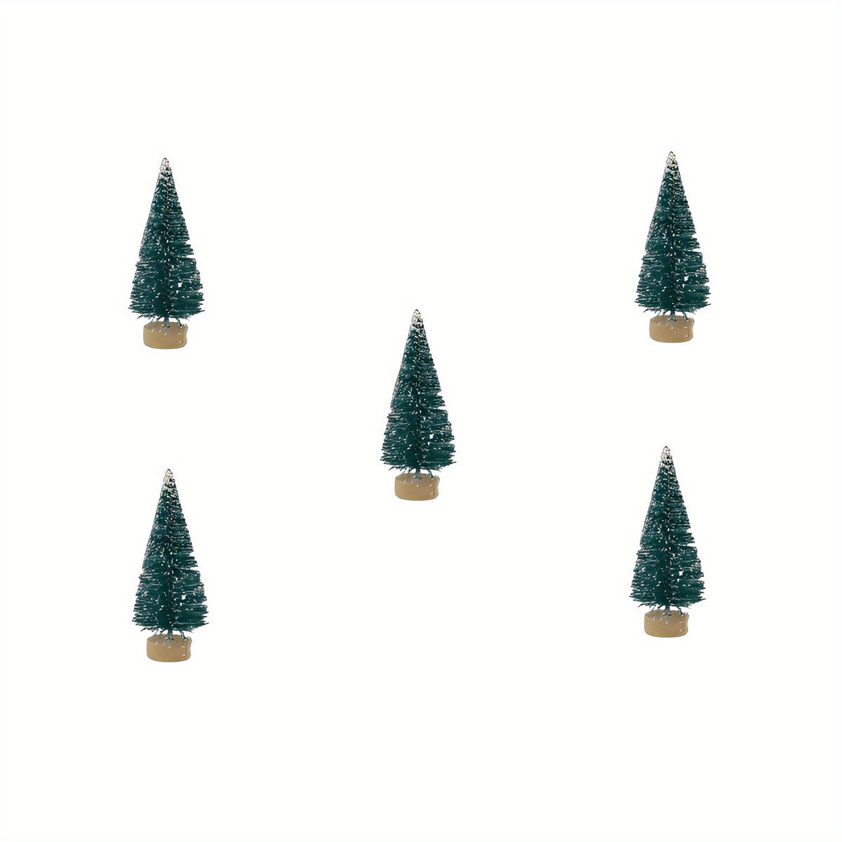 5pcs Mini Christmas Trees Wooden Base Bottle Brush Trees Desktop Decoration