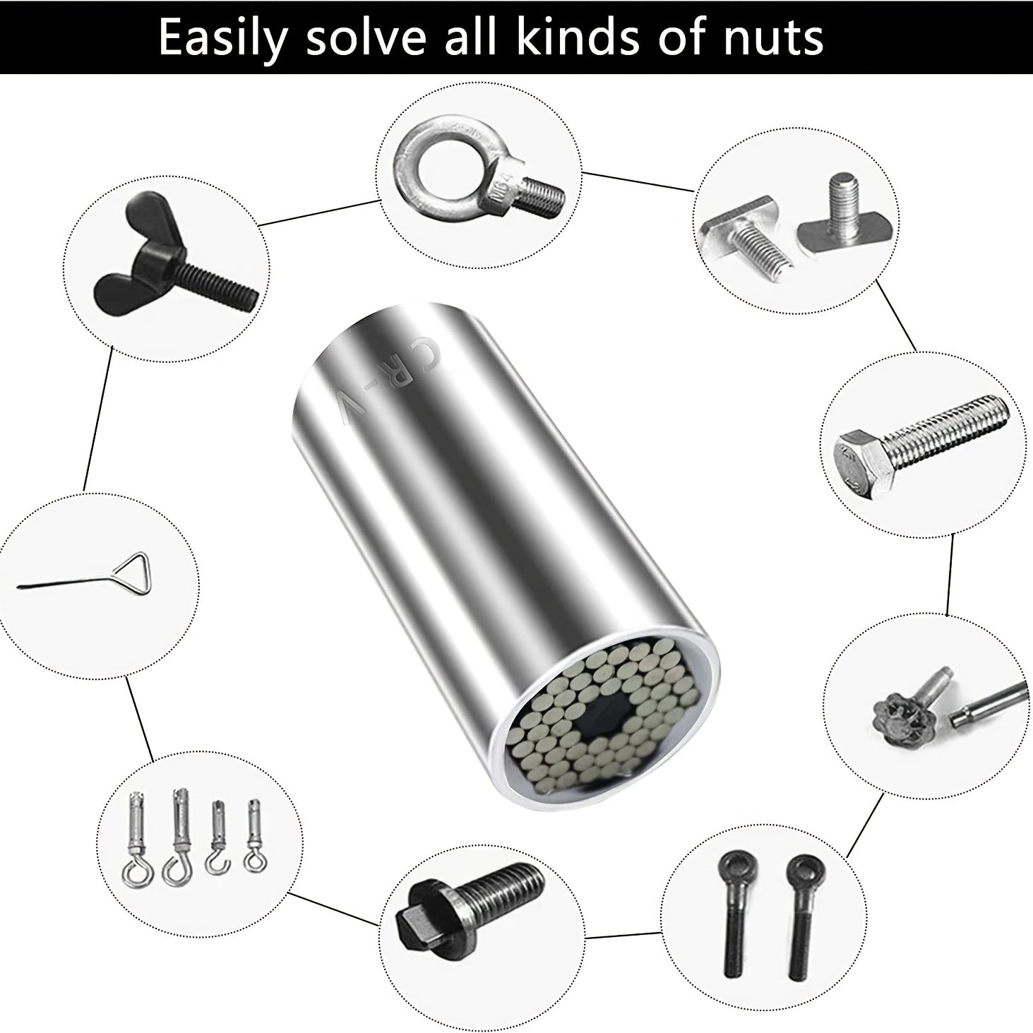 Universal Socket Wrench Kit 7-19mm for Any Bolt Ratchet Wrench