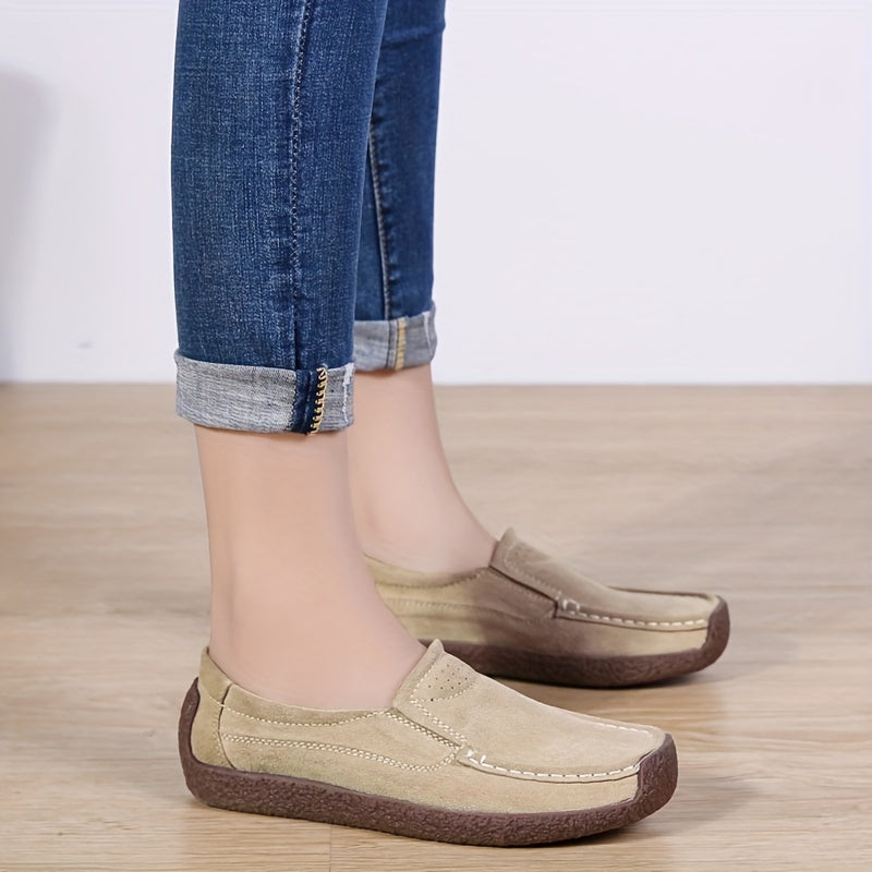 Women's Slip-On Boat Shoes Soft PU Leather Comfortable Walking Flats
