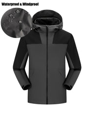 Men's Casual Hooded Block Waterproof Windbreaker Jacket Coat