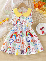 Toddler Kid Girls' Weather Pattern Doll Collar Sleeveless Dress