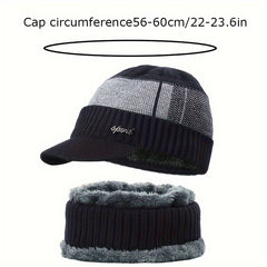 Winter Knit Cap & Scarf Set Warm Knitted Hat For Men And Women