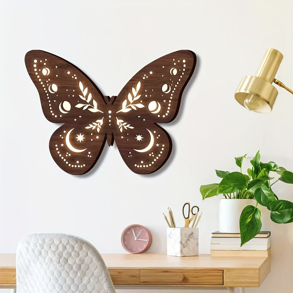 LED Butterfly Wooden Hanging Sign Retro Home Decoration