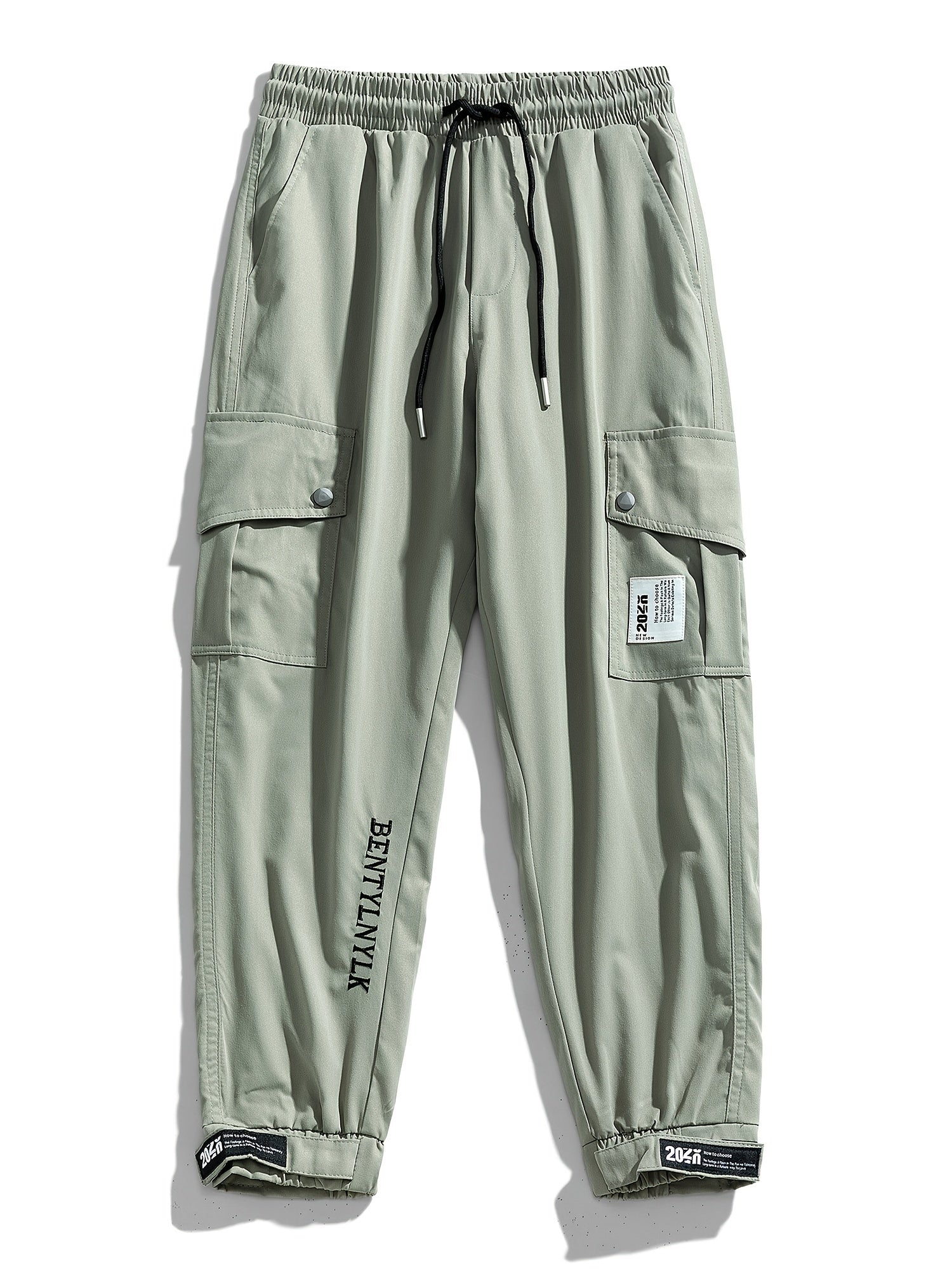 Men's Graphic Print Cargo Pants with Drawstring Waist