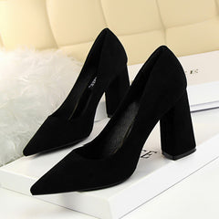 Women's Chunky High Heels Slip On Pumps