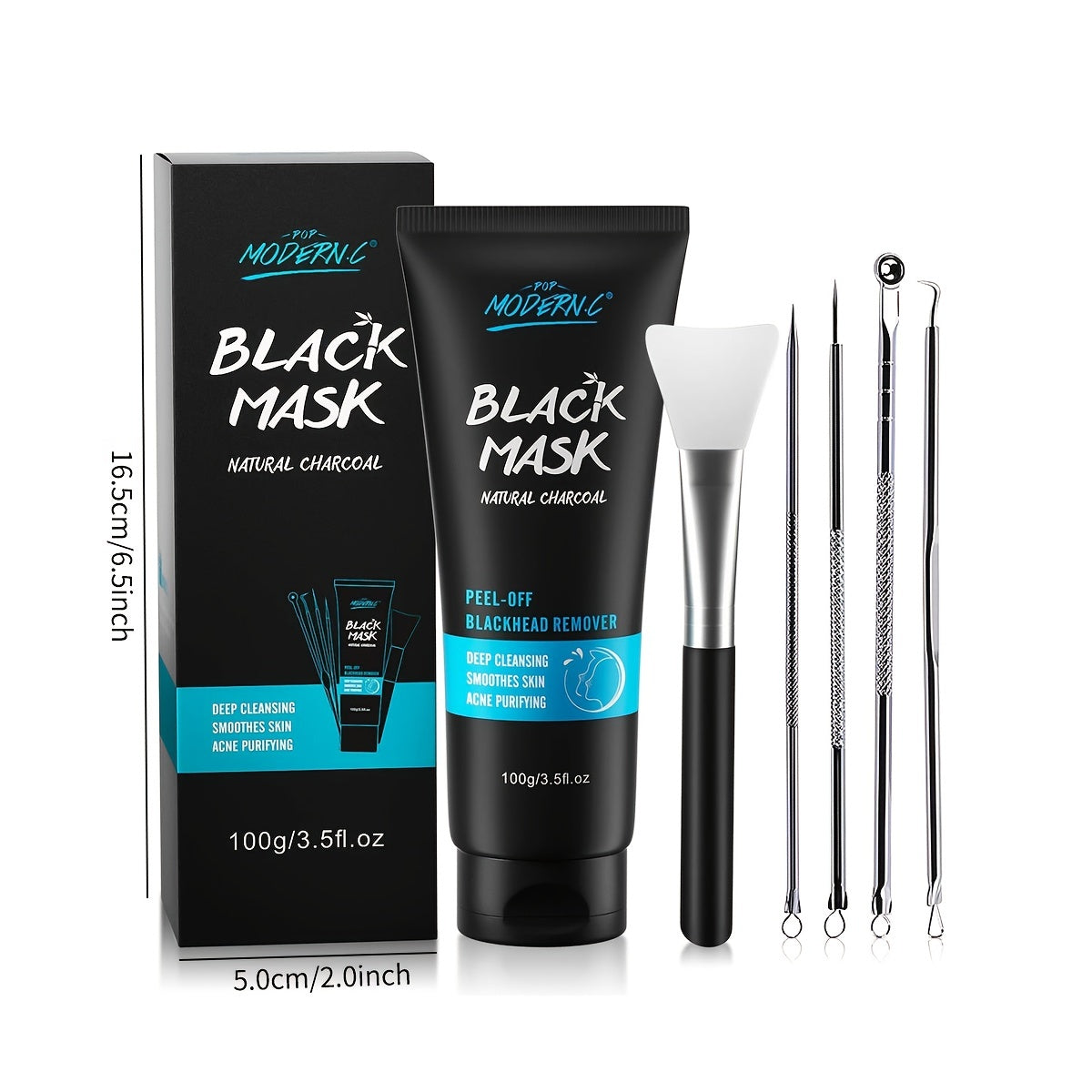 Blackhead Removal Set: Mask, Needle & Silicone Brush - Deep Cleansing Pores