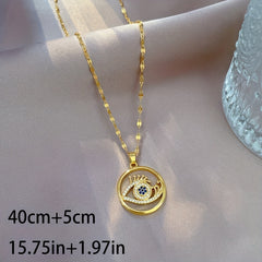 Stainless Steel Eyelash Eye Pendant Necklace For Women Girls Clavicle Chain