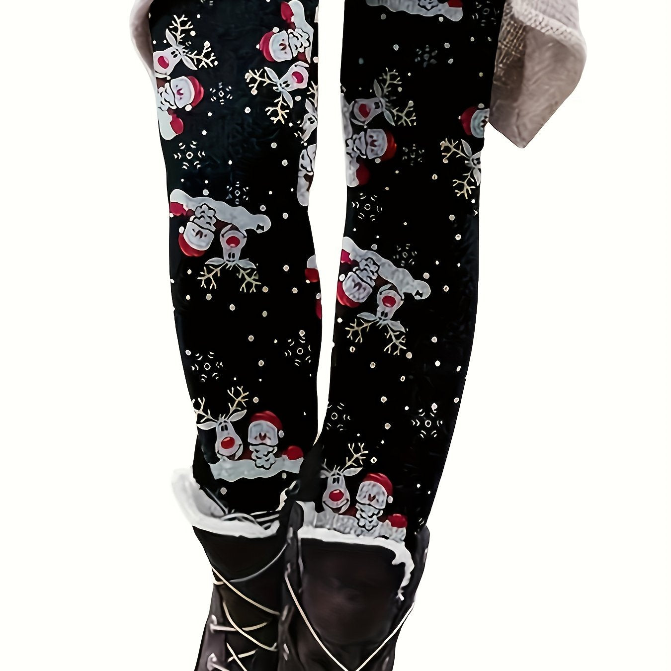 Women's Plus Christmas Print High Rise Skinny Pants