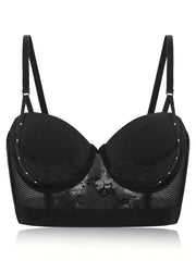 Push Up Bra with Contrast Lace Detail