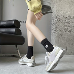 5 Pairs Cartoon Bear Embroidered Socks Women's Stockings