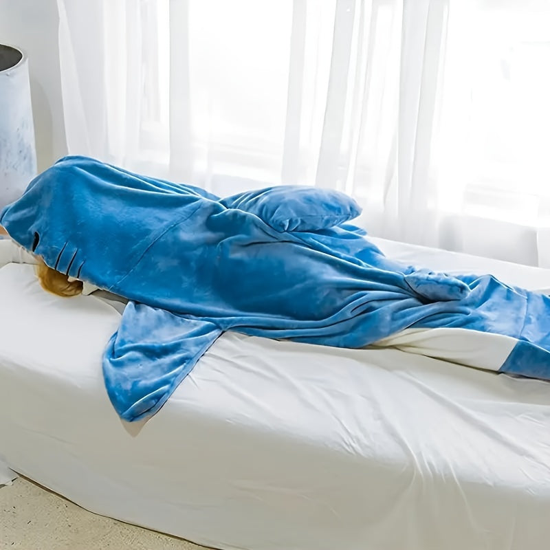 Funny Shark Sleeping Bag Soft Flannel Warm Wearable Blanket