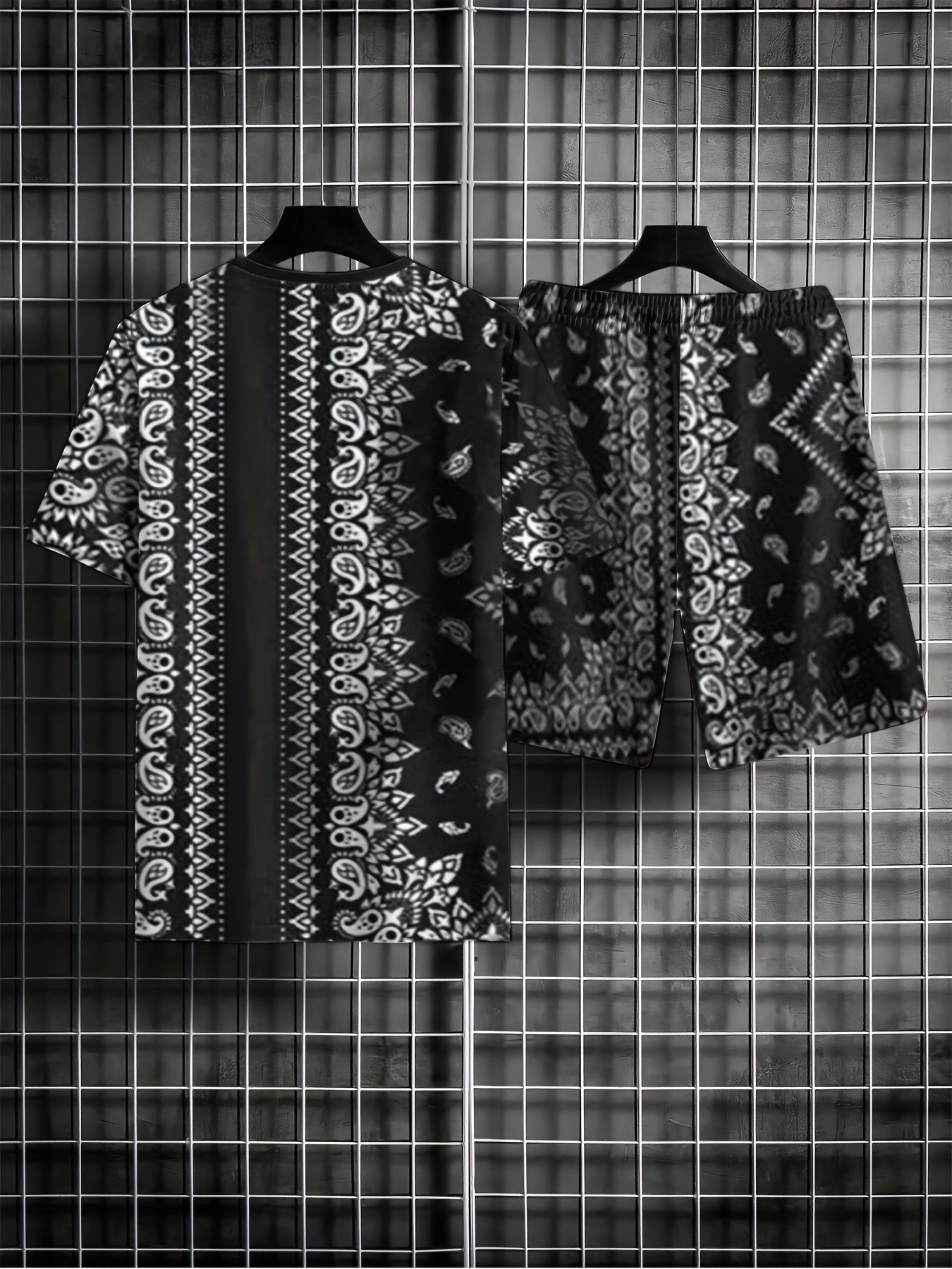 Paisley Pattern Men's 2 Piece Outfits T-shirt Shorts Set