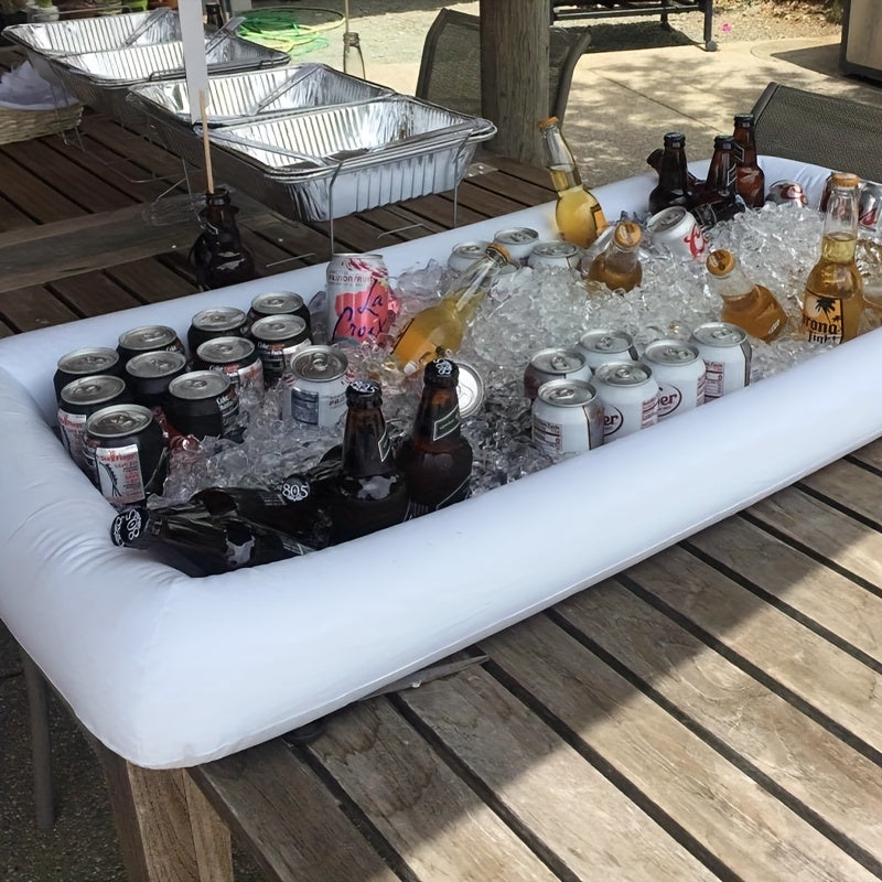 Inflatable Floating Bar Table Drinks Cooler and Air Mattress for Swimming Pools