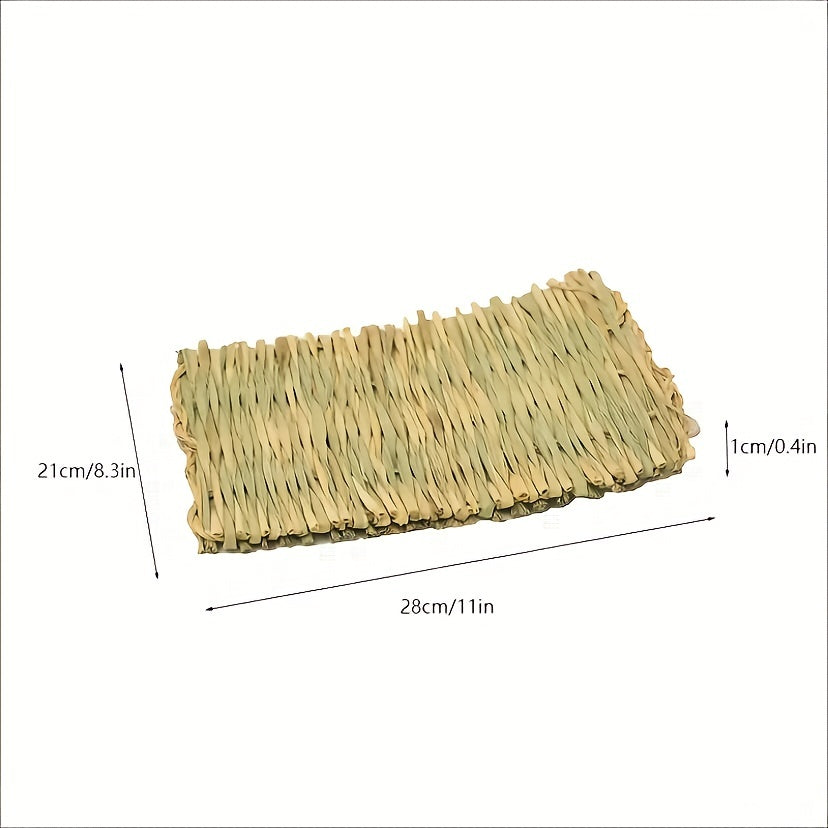 3pcs Rabbit Grass Mats Natural Straw Woven Bed for Small Animal Cages
